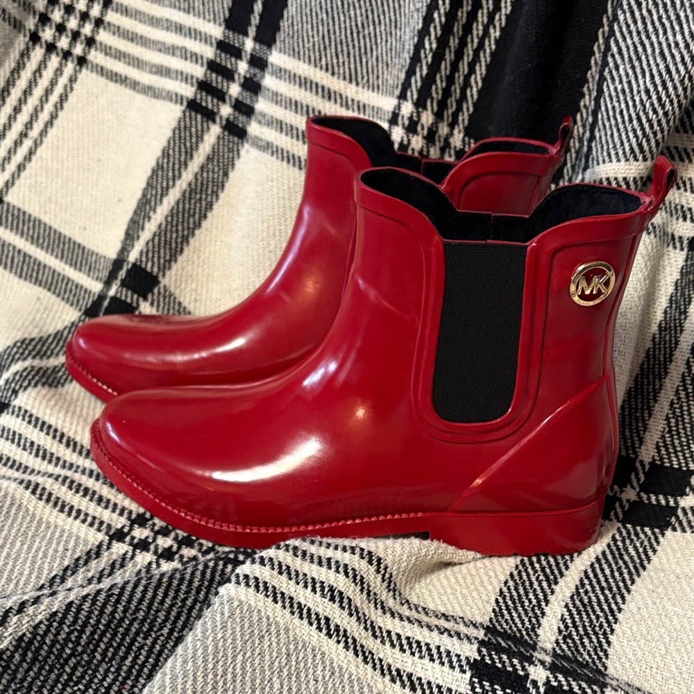 Michael Kors Glossy Red Ankle Booties
